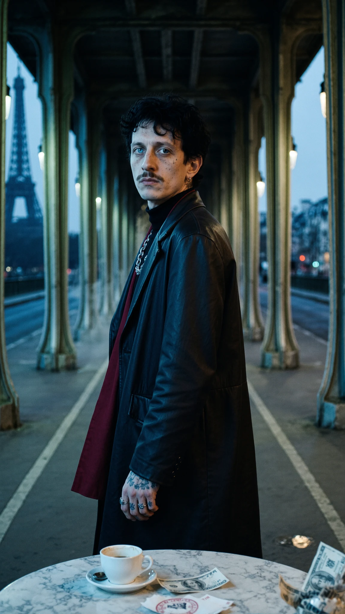 Lazare sous une architecture métallique à l’heure bleue